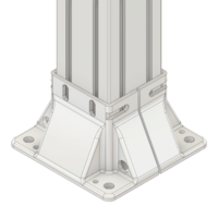 33-9090-7 MODULAR SOLUTIONS FOOT 90MM X 90MM (4) SIDED FOOT W/12MM FLOOR ANCHOR HOLES, HEIGHT = 105MM